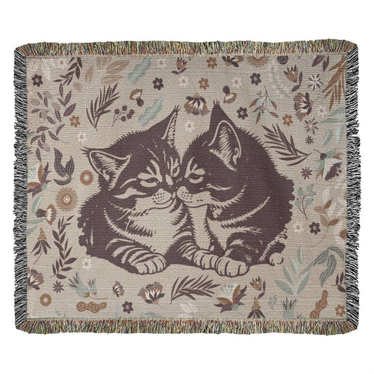 Cozy Cats Oversized Heirloom Woven Throw Blanket