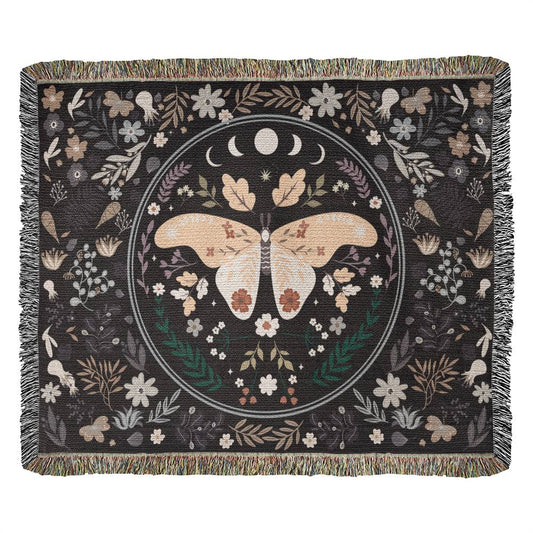 Mystic Moth Oversized Heirloom Woven Throw Blanket
