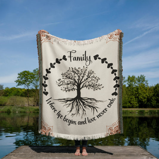 Family Tree Oversized Heirloom Woven Throw Blanket