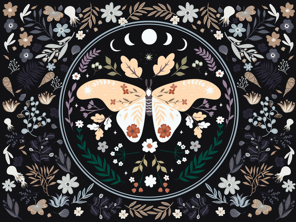 Mystic Moth Oversized Heirloom Woven Throw Blanket
