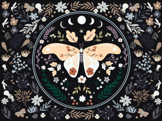 Mystic Moth Oversized Heirloom Woven Throw Blanket