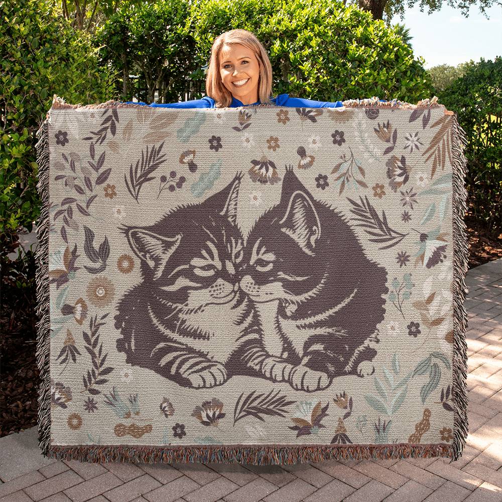 Cozy Cats Oversized Heirloom Woven Throw Blanket