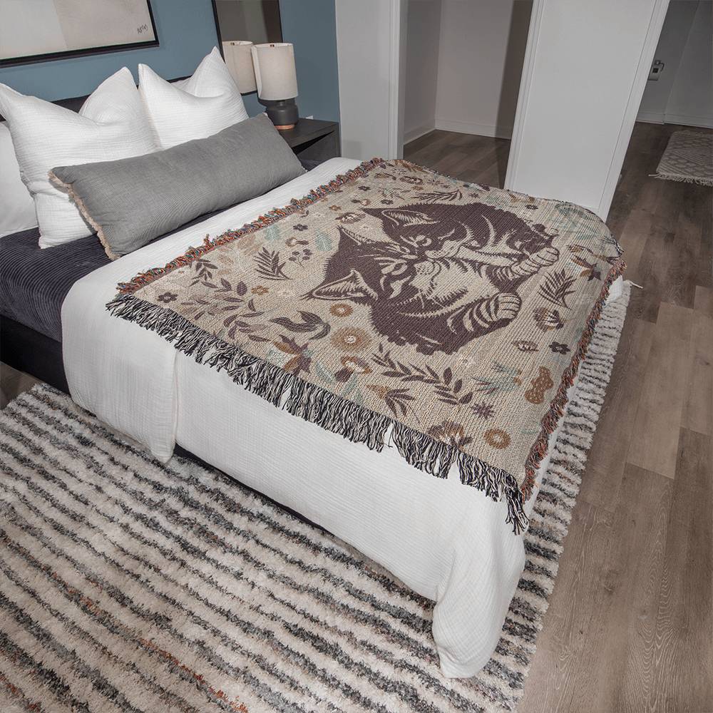 Cozy Cats Oversized Heirloom Woven Throw Blanket