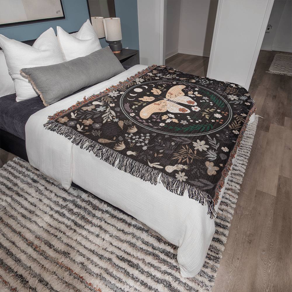 Mystic Moth Oversized Heirloom Woven Throw Blanket