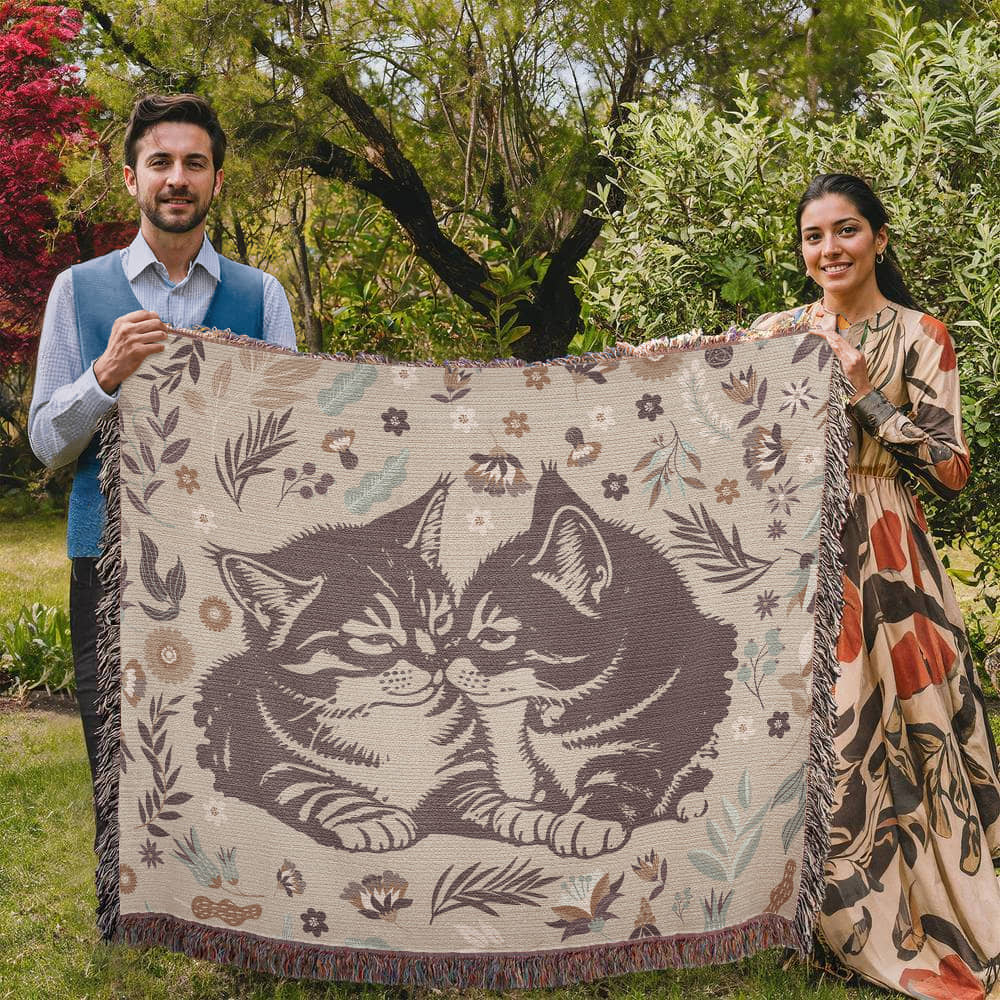 Cozy Cats Oversized Heirloom Woven Throw Blanket