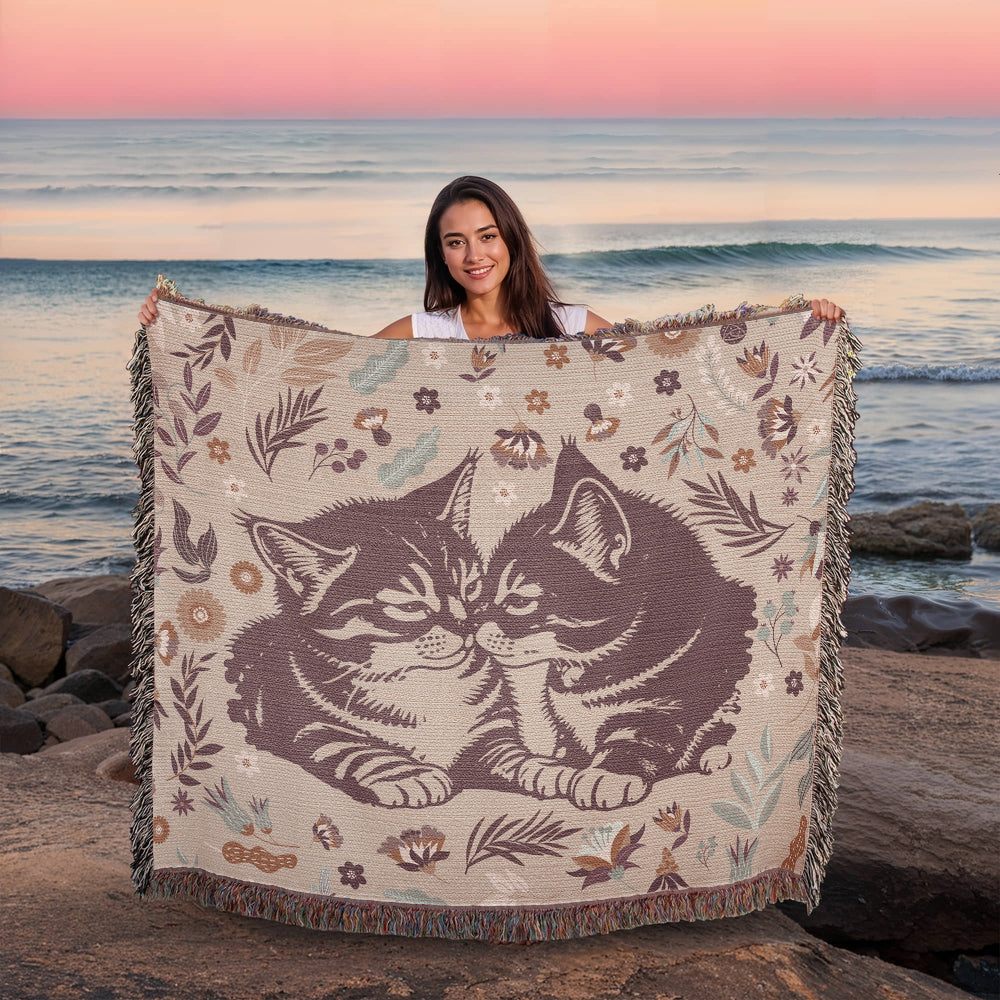 Cozy Cats Oversized Heirloom Woven Throw Blanket