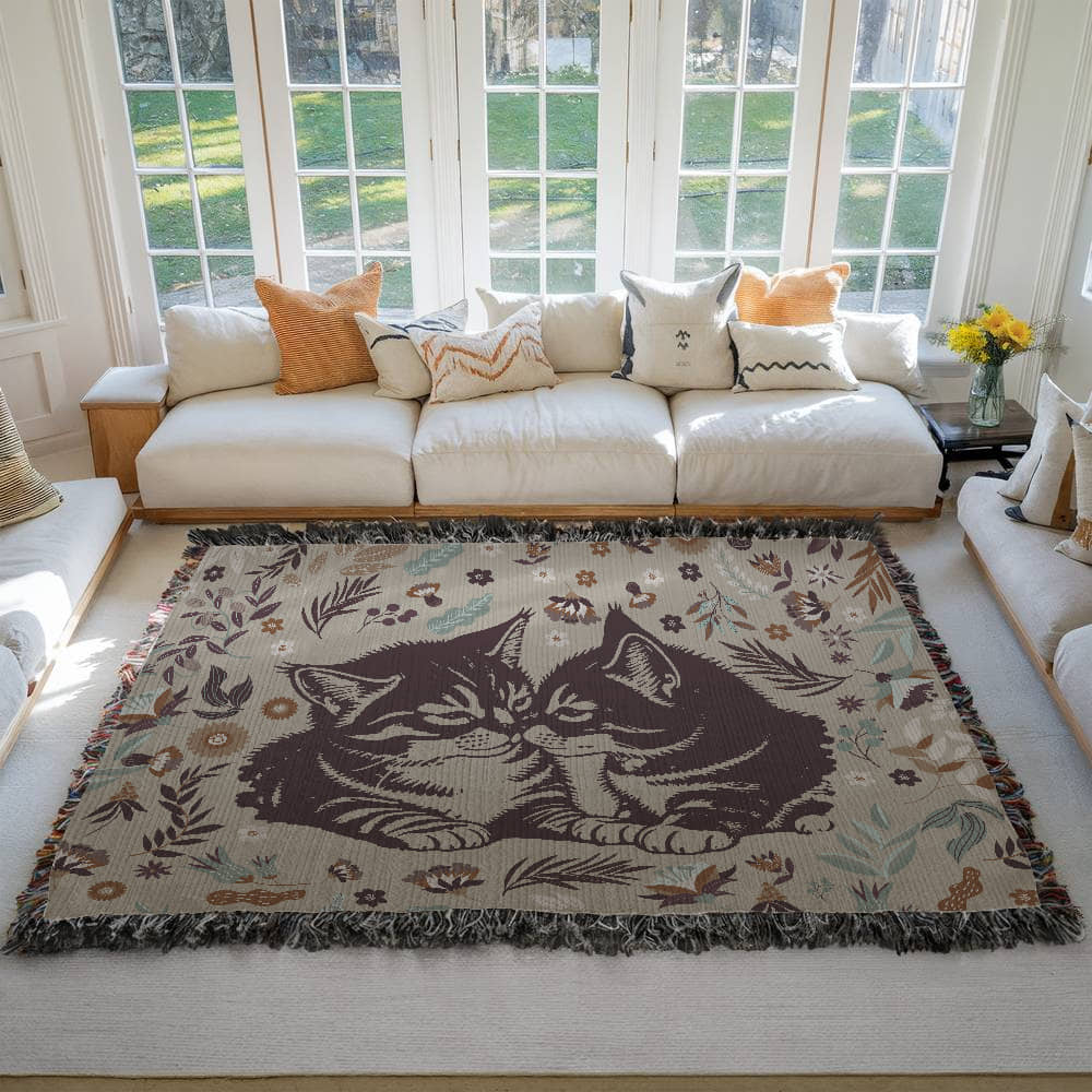 Cozy Cats Oversized Heirloom Woven Throw Blanket