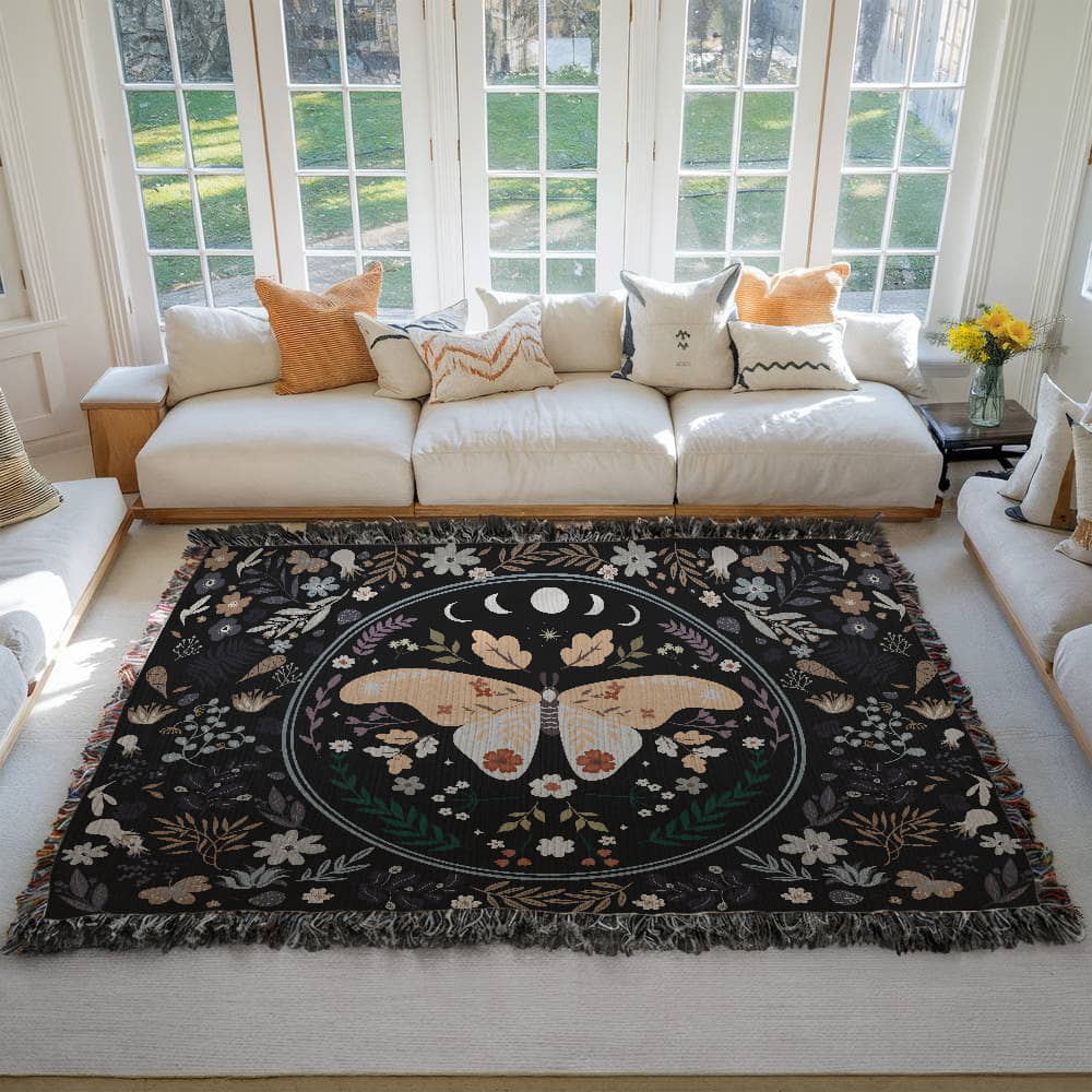 Mystic Moth Oversized Heirloom Woven Throw Blanket