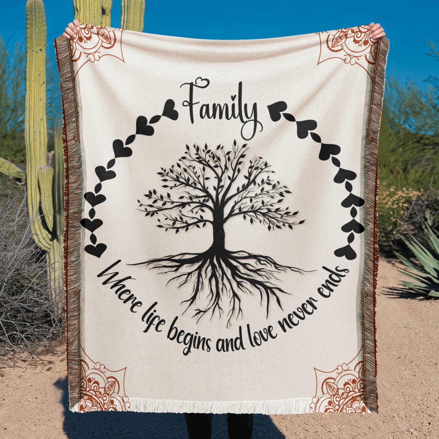 Family Tree Oversized Heirloom Woven Throw Blanket