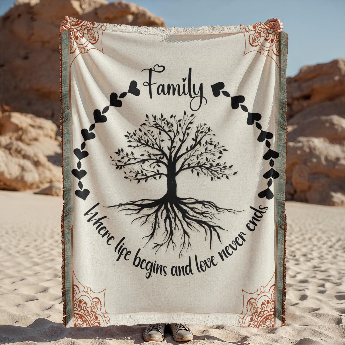 Family Tree Oversized Heirloom Woven Throw Blanket