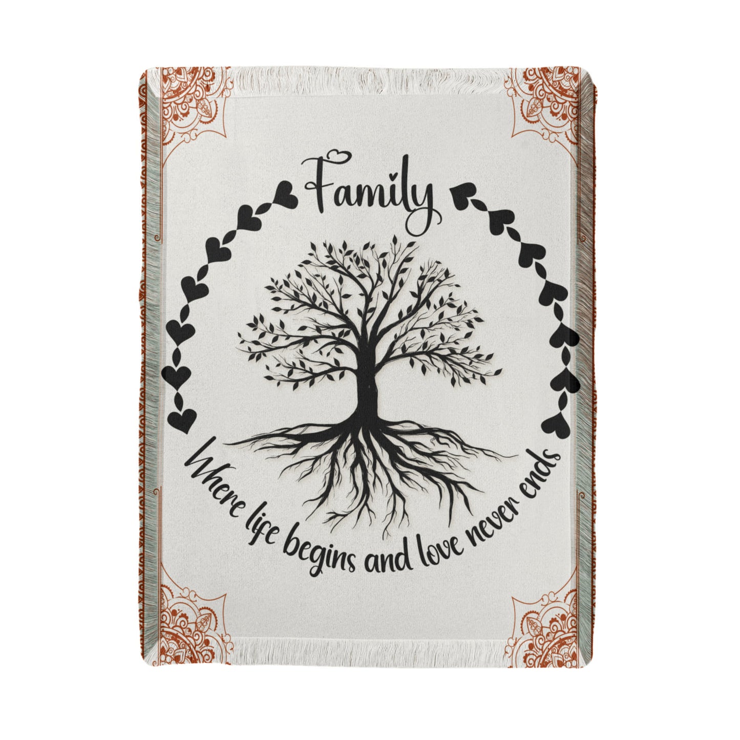 Family Tree Oversized Heirloom Woven Throw Blanket