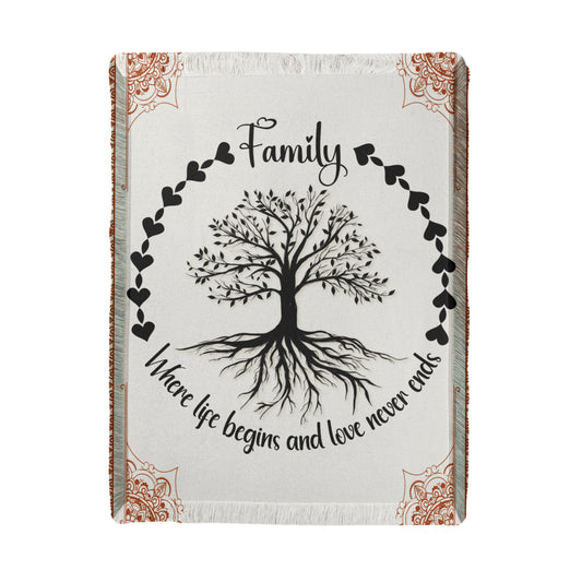 Family Tree Oversized Heirloom Woven Throw Blanket